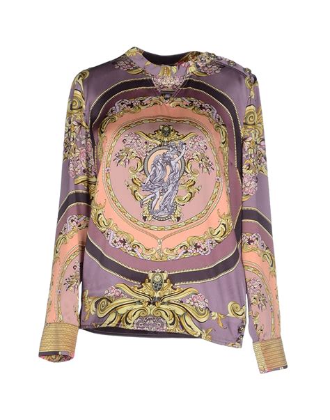 versace purple rhinestone top|Versace blouses for women.